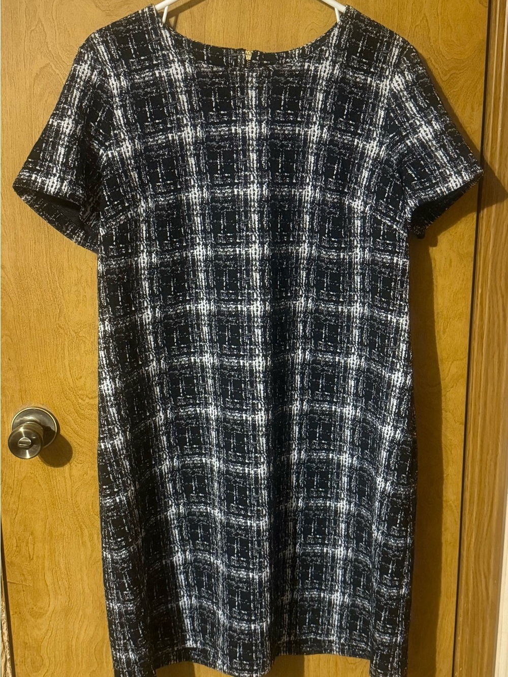 Calvin Klein Black and White Plaid Shift Dress